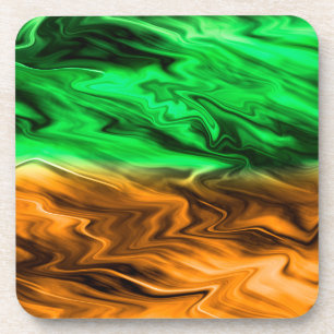 Porta-copo Abstrato com manchas indefinidas em verde laranja