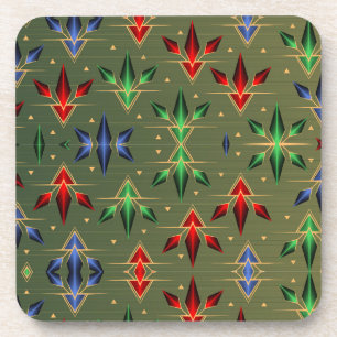 Porta-copo Abstrato de Natal, estrelas verdes, vermelhas, azu