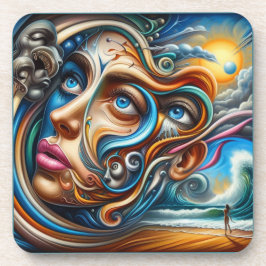 Porta-copo Abstrato Dreamscape Ocean Serenity & Cosmic Wonder