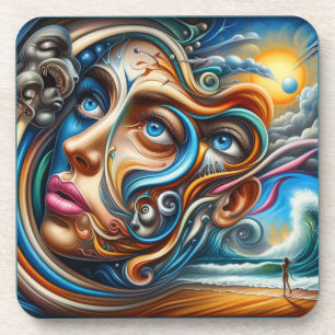 Porta-copo Abstrato Dreamscape Ocean Serenity & Cosmic Wonder