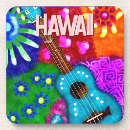 Porta-copo Abstrato Funky Ukulele Floral Roxo Tropical