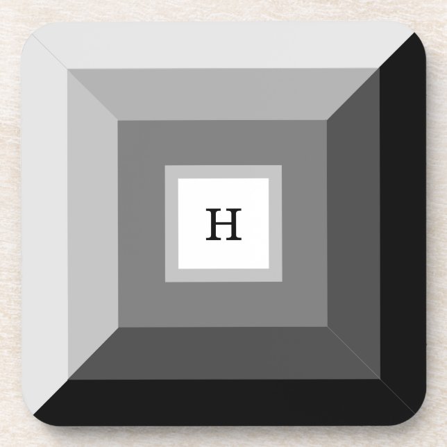 Porta-copo Abstrato Geométrico Moderno Preto, Cinza e Branco (Frente)