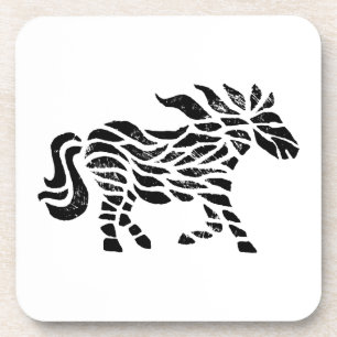Porta-copo Abstrato Horse Woodblock Impressão
