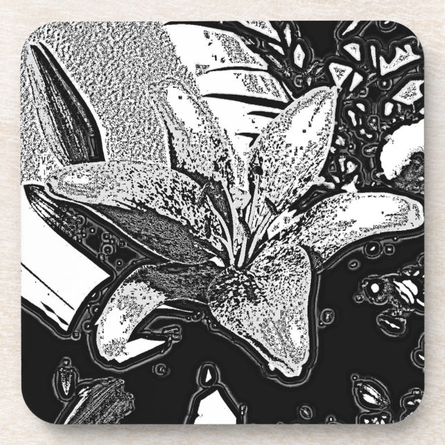 Porta-copo abstrato preto e branco forma moderna (Frente)