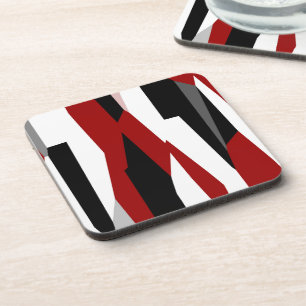 Porta-copo Abstrato preto e branco vermelho