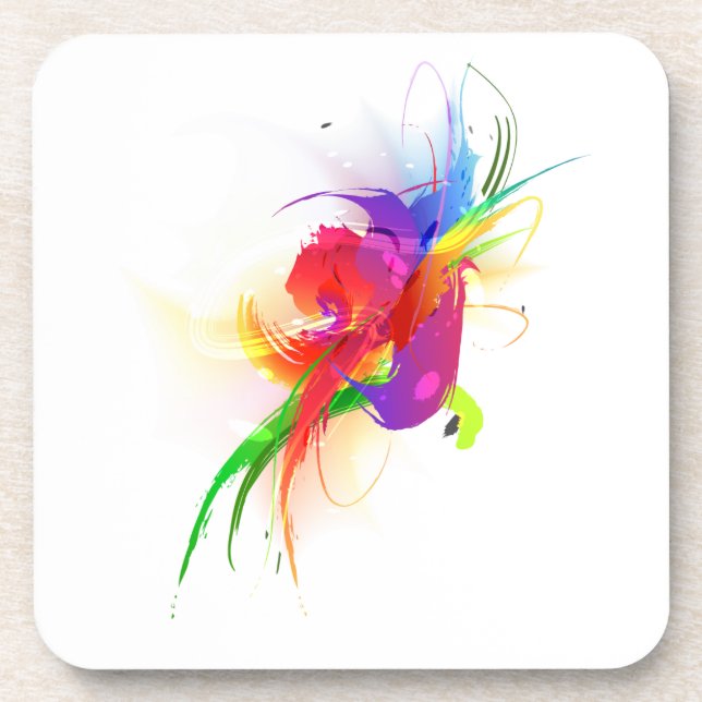 Porta-copo Abstrato Rainbow Lorikeet Paint Splatters (Frente)