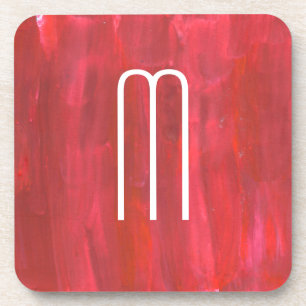 Porta-copo Abstrato russo vermelho com monograma inicial