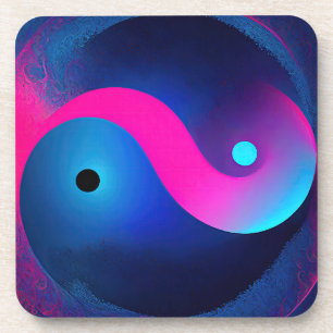 Porta-copo Abstrato Serenidade: Yin Yang em Rosa e Blues