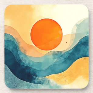 Porta-copo Abstrato Sunset Waves Art