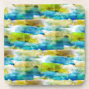 Porta-copo abstrato verde aquarela, azul