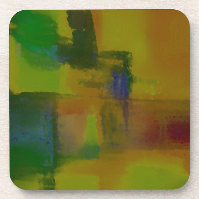 Porta-copo Abstrato Verde Moderno Amarelo (Frente)
