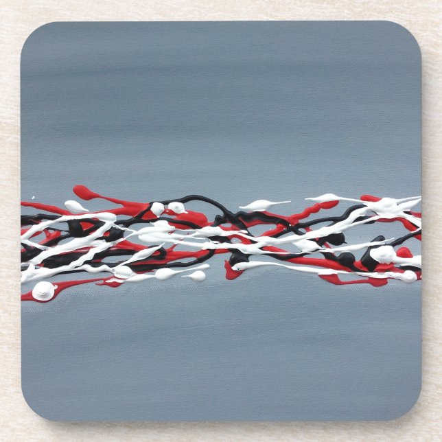 Porta-copo abstrato, vermelho e preto (Frente)