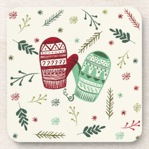 Porta-copo Acessório de Bebida Luvas de Natal