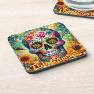 Porta-copo Açúcar Crânio Rosas Florais Girassol Personalizado