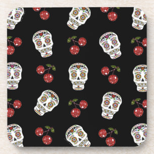 Porta-copo Açúcar Rockabilly RAB Caveiras de Açúcar Cerejas e
