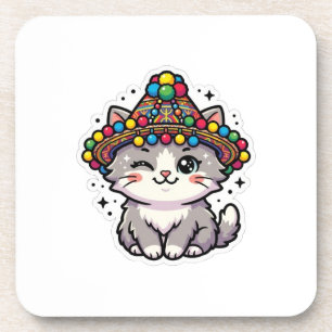 Porta-copo Adesivo de Chapéu Tecido Gato Marroquino Amazigh K