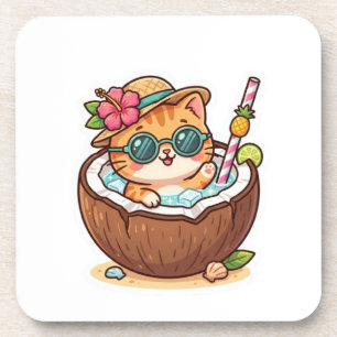 Porta-copo Adesivo de Óculos de Sol de Gatinho Coco Kawaii Fo