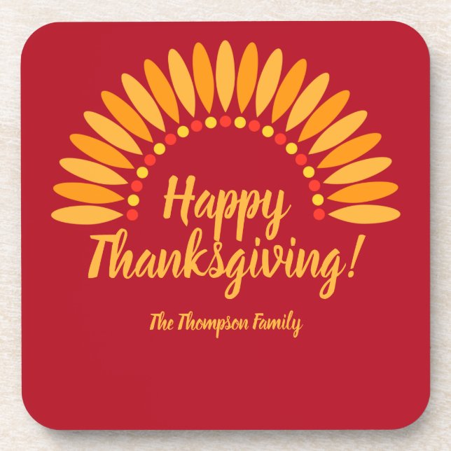 Porta-copo Adicione o nome Feliz Yellows de Ação de Graças em (Frente)
