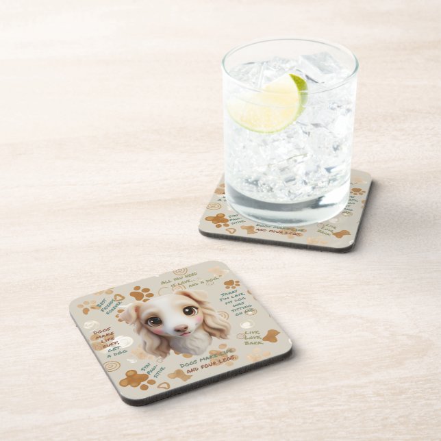 Porta-copo Adorable Chibi Borzoi Puppy Face Coaster (Lado Direito)