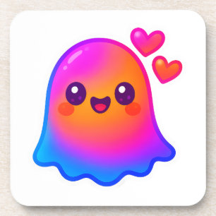 Porta-copo Adorável Neon Kawaii Ghost com brilho gradiente e