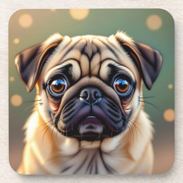 Porta-copo Adorável Pug Close up | Cachorro Fofo  (Frente)