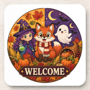 Porta-copo Adorável Raposa de Halloween Bruxa Fantasma Outono
