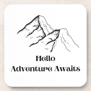 Porta-copo Adventure Awaits printed on a plastic