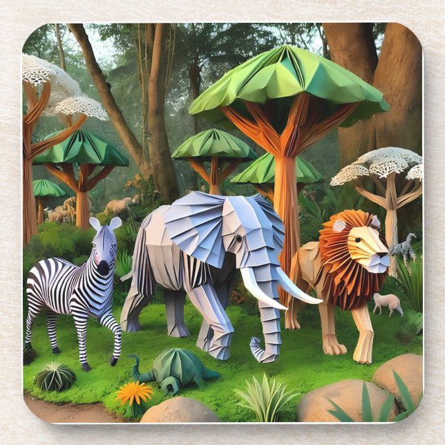 Porta-copo  African animals in origame (Frente)