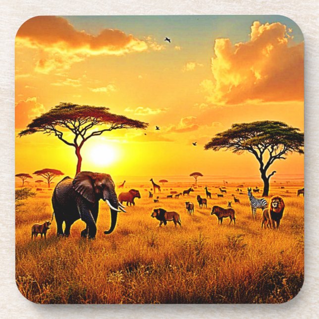 Porta-copo African Sunset Safari Majestade Design (Frente)