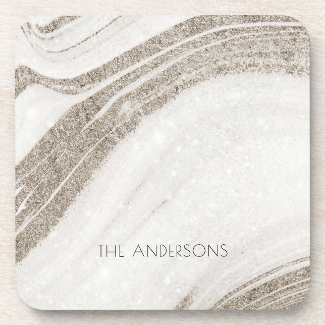 Porta-copo Agato de mármore Dourado Elegante Abstrato pálido (Frente)