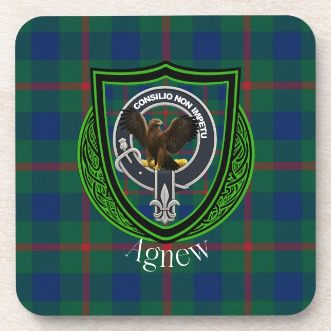 Porta-copo Agnew Scottish Clan Tartan & Crest (Frente)