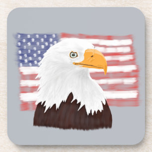 Porta-copo Águia Bald Americana e Bandeira - transparente nas