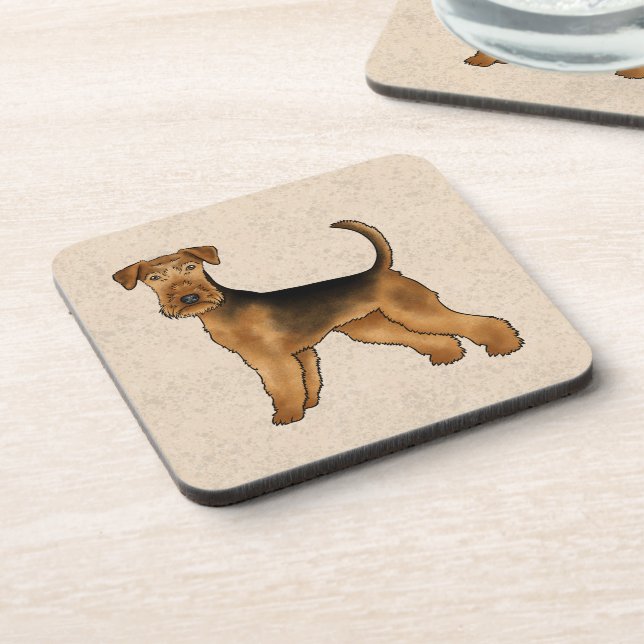 Porta-copo Airedale Terrier Cute Cartoon Dog Em Beige (Left Side)