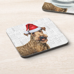 Porta-copo Airedale Terrier Dog Woof Word Art Holiday