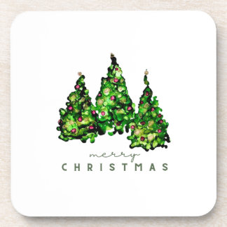 Porta-copo Alcohol Ink Design Christmas Tree Coasters
