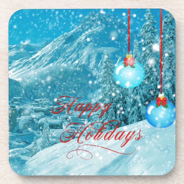 Porta-copo Aldeia Feliz de Férias, Snowy Winter (Frente)