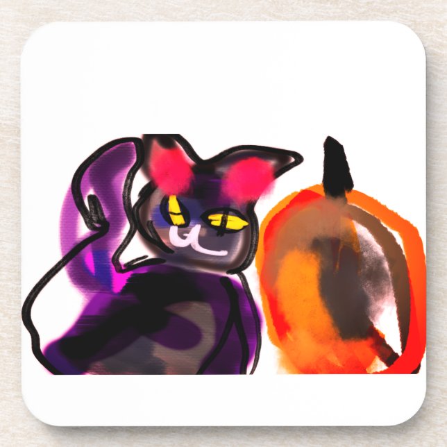 Porta-copo Alegria de abóbora de gato preto (Frente)