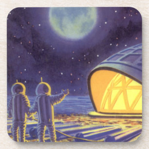 Porta-copo Aliens da ficção científica do vintage na lua a