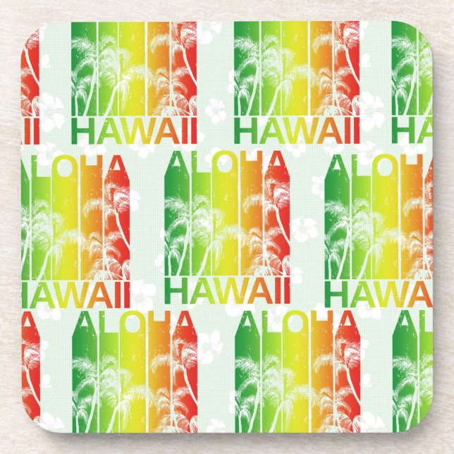 Porta-copo Aloha Hawaii Retro Summer Floral (Frente)
