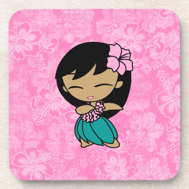 Porta-copo Aloha Honys Hula Girl Hibiscus Portas copos (Frente)
