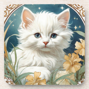 Porta-copo Alphonse Mucha Art Nouveau Kitten