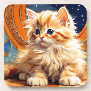 Porta-copo Alphonse Mucha Art Nouveau Orange Cat