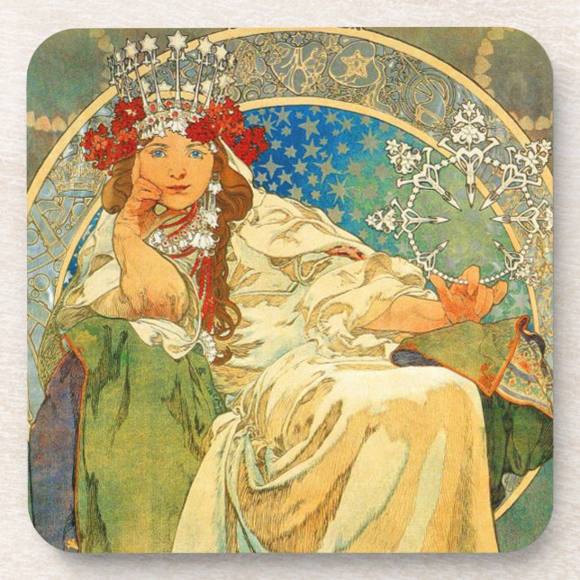 Porta-copo Alphonse Mucha Art Nouveau Princess Hyacinth (Frente)