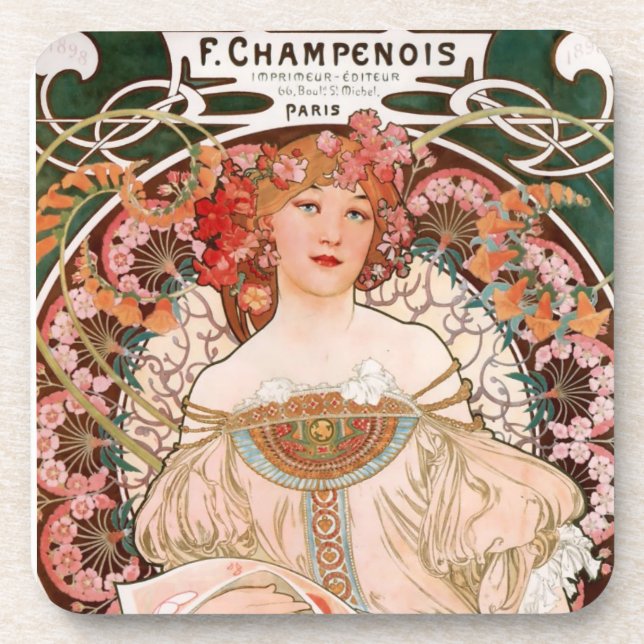 Porta-copo Alphonse Mucha F. Champenois (Frente)