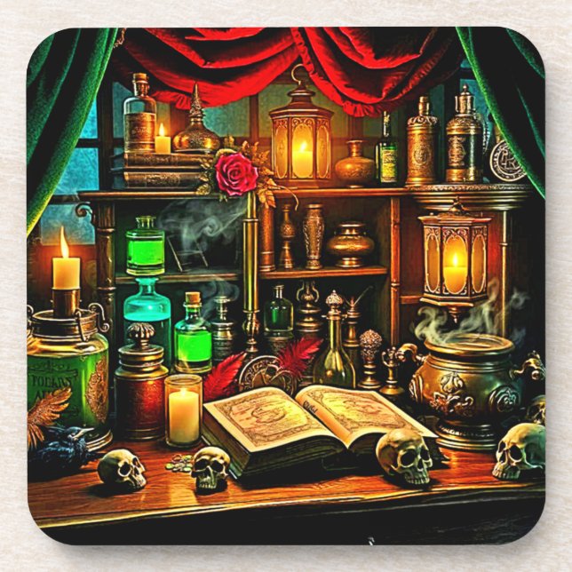 Porta-copo Altar de Bruxa Design de Infusão Mística Noturna (Frente)