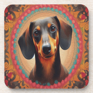 Porta-copo Amante de Cão de Dachshund Cortado de Fronteira Re