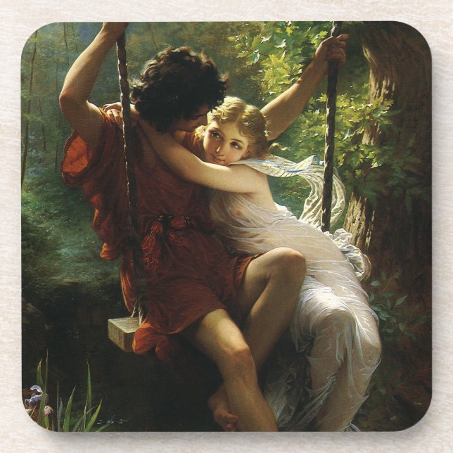 Porta-copo Amantes num Balanço. Primavera por Pierre Auguste  (Frente)