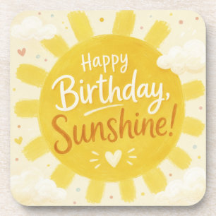 Porta-copo Amarelo Alegre Sol Feliz Aniversário