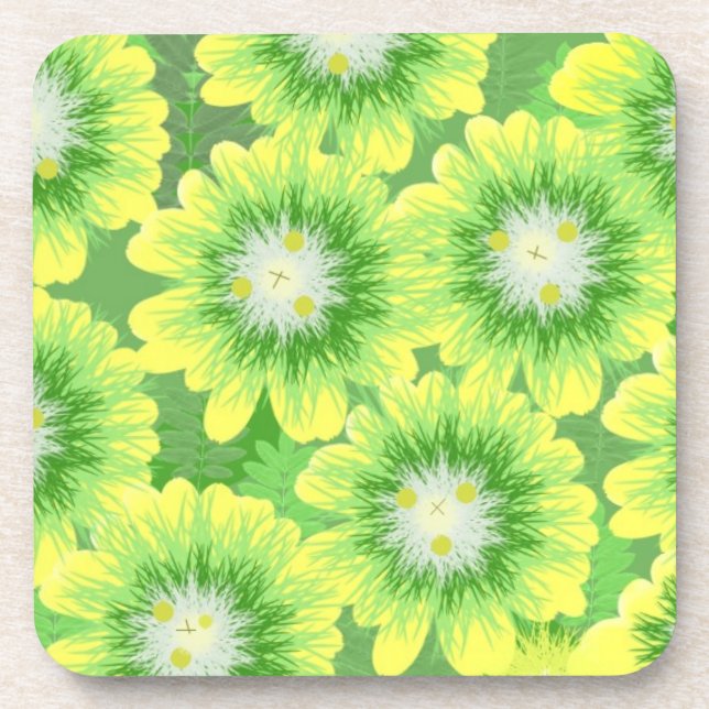 Porta-copo Amarelo e Verde Floral (Frente)