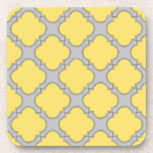 Porta-copo Amarelo quatrefoil e cinza